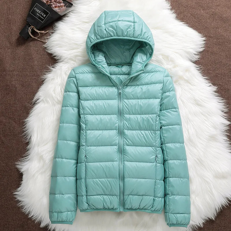 15 Colors Women Hooded Puffer Jackets 2023 New Spring Winter 90% White Duck Down Female Coats Ultralight Packable Casual Parkas