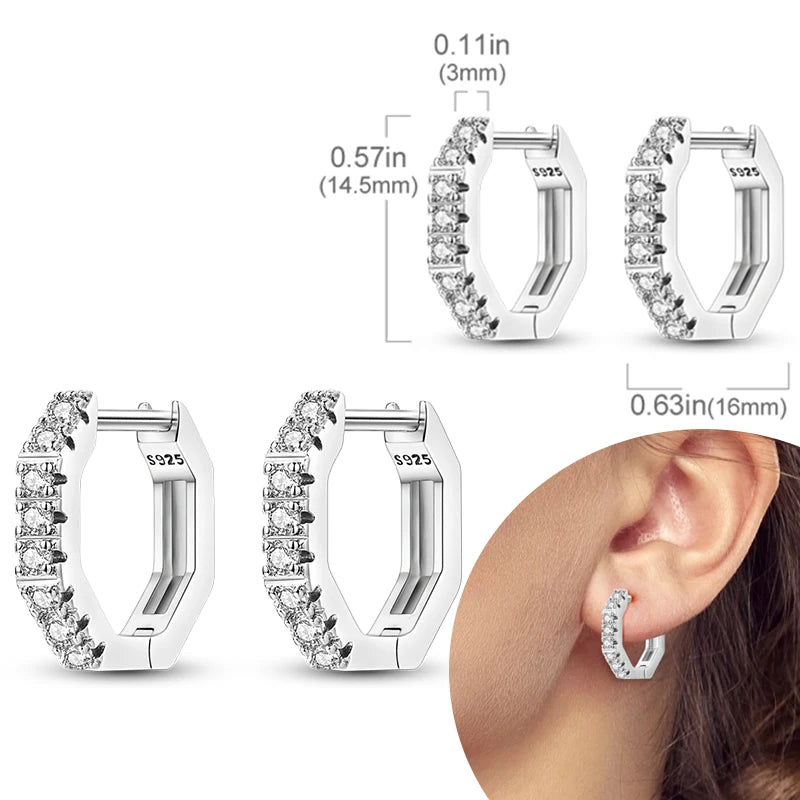 925 Sterling Silver Hoops Earrings Hypoallergenic Hoops Earrings With Zirconia Fashion High Quality Jewelry for Women Girls
