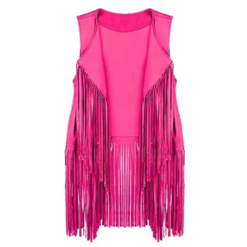 Summer New Deer Leather Vest Women's Solid Color Elegant Fringed Cardigan Sleeveless Casual Women's Style Top Amazon Best Seller