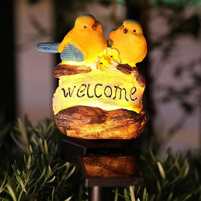 Solar Bird Style Lawn Lights โ Waterproof Resin LED Lamps for Outdoor Garden Decor