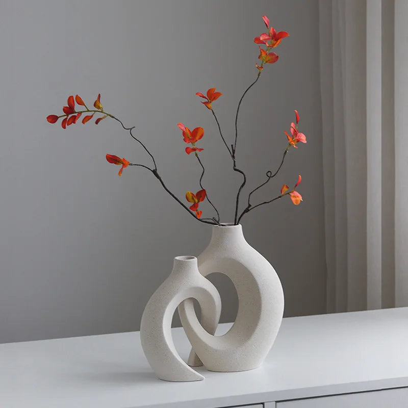 Modern Boho Hollow Ceramic Vase Set – Perfect Home Accessories for Stylish Home Décor Sale