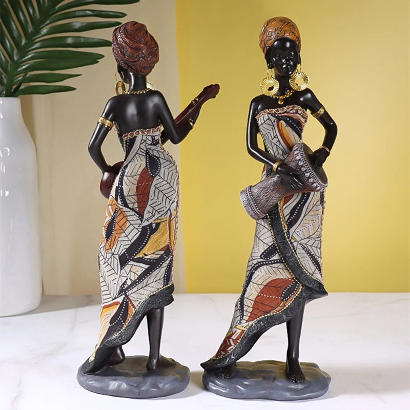 Vilead Resin African Women Statue - Elevate Your Home with Timeless Elegance | Interior Design Accents