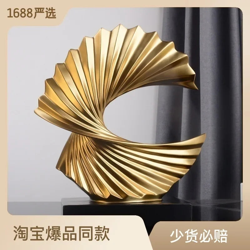 Modern Decor Abstract Sculpture | Home Accessories Sale | Interior Design Accents | Golden Art Statue for Home Decor