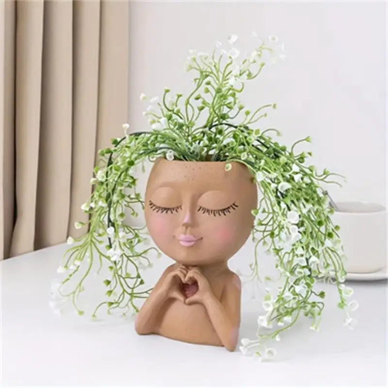 Transform Your Space with the Girls Face Flower Planter - A Unique Home Accent!