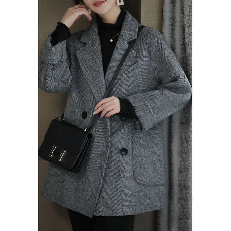 Cotton Padded Woolen Coat Women's Autumn and Winter New High-End