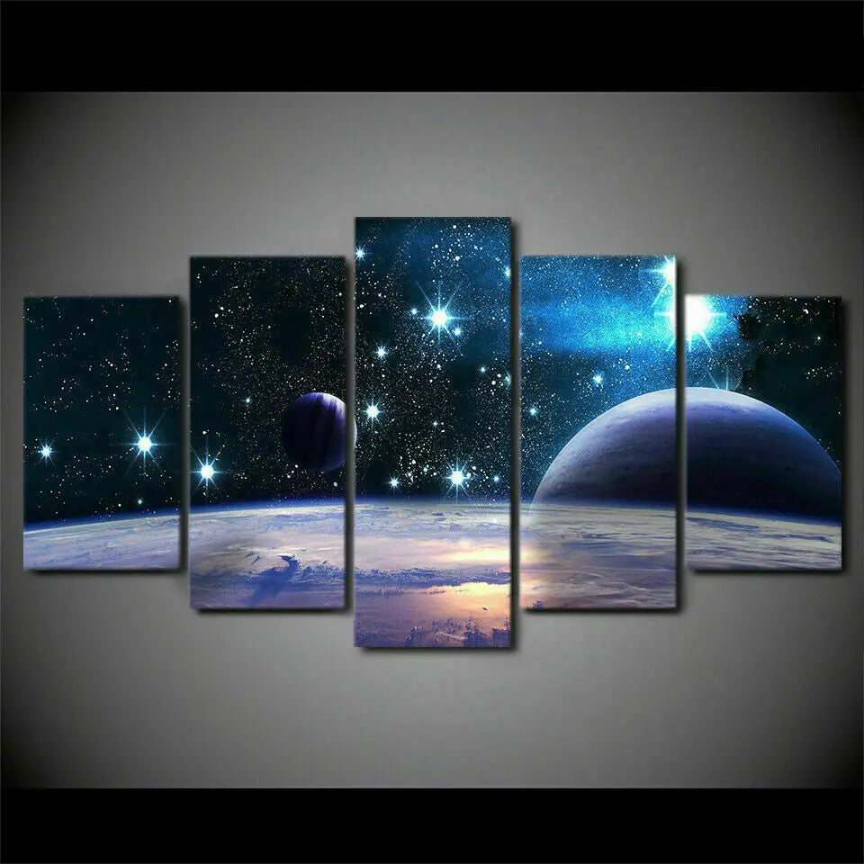 Outer Space Planets Universe Galaxy 5 Piece Canvas Wall Art
