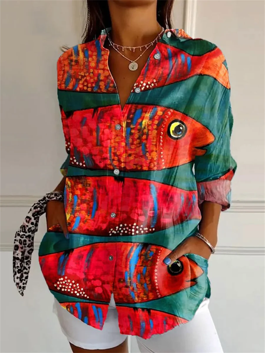 Women's Shirts and Tops Elegant Floral Shirt Octopus 3D Printing High Quality Long Sleeve Fashion Plus Size Women's Shirts