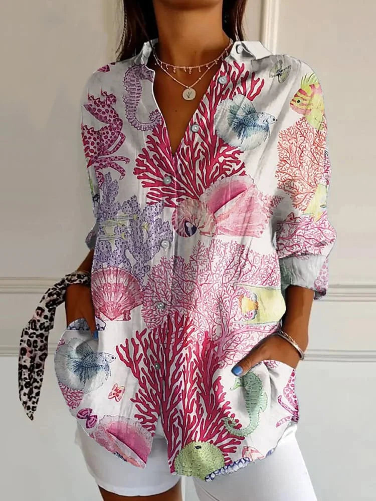 Women's Shirts and Tops Elegant Floral Shirt Octopus 3D Printing High Quality Long Sleeve Fashion Plus Size Women's Shirts