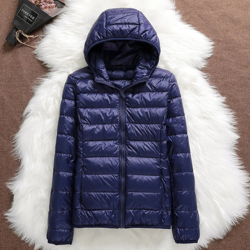 15 Colors Women Hooded Puffer Jackets 2023 New Spring Winter 90% White Duck Down Female Coats Ultralight Packable Casual Parkas