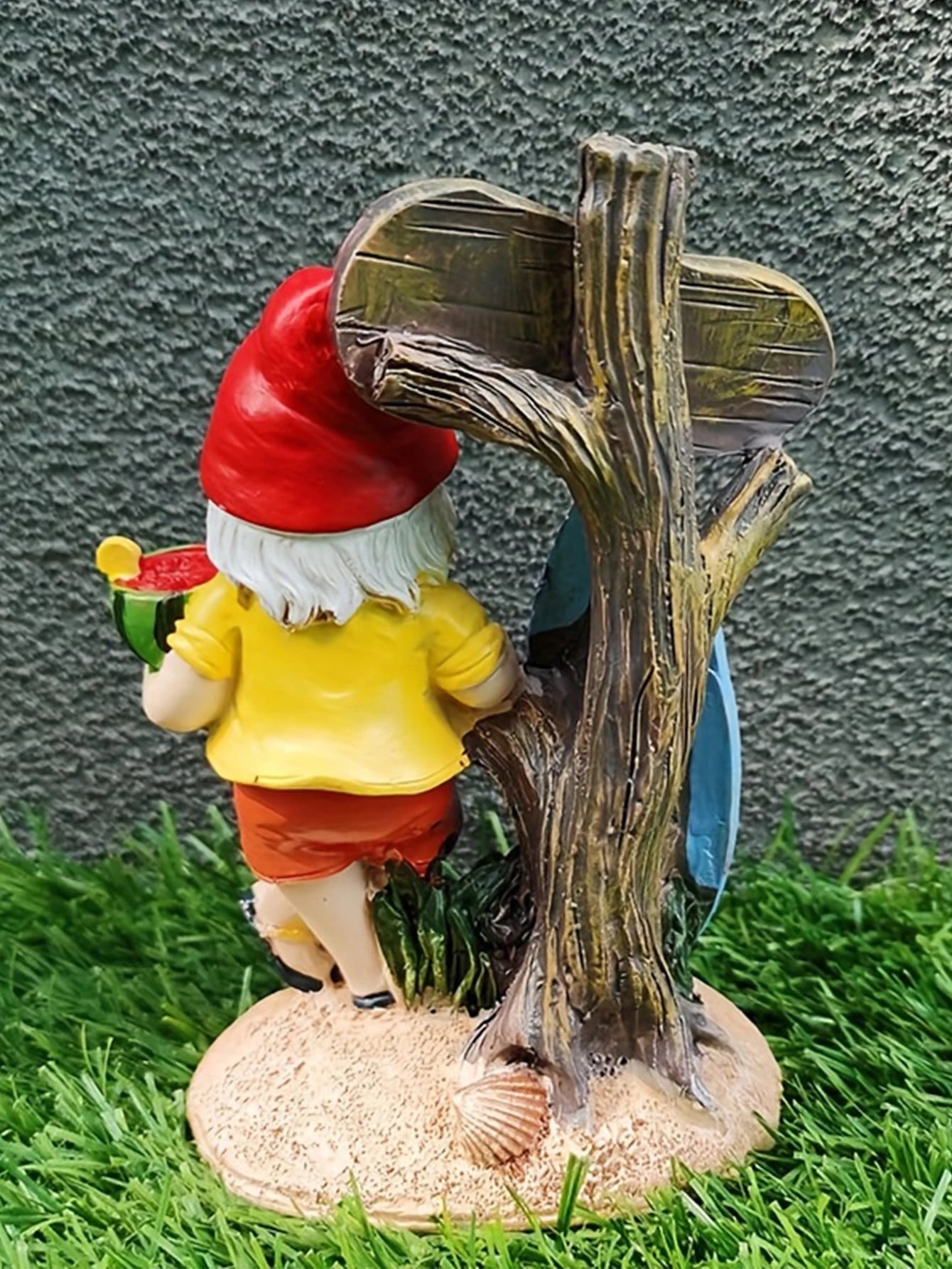 Surfboard Gnome Statue โ Summer Garden Ornament for Whimsical Outdoor Decor