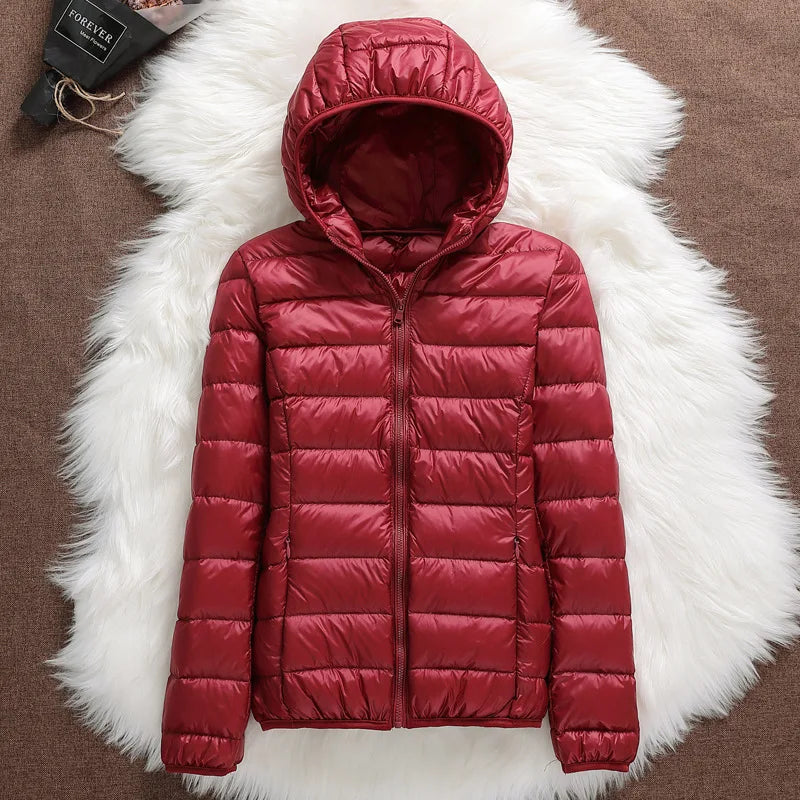 15 Colors Women Hooded Puffer Jackets 2023 New Spring Winter 90% White Duck Down Female Coats Ultralight Packable Casual Parkas