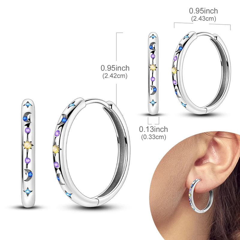 925 Sterling Silver Hoops Earrings Hypoallergenic Hoops Earrings With Zirconia Fashion High Quality Jewelry for Women Girls