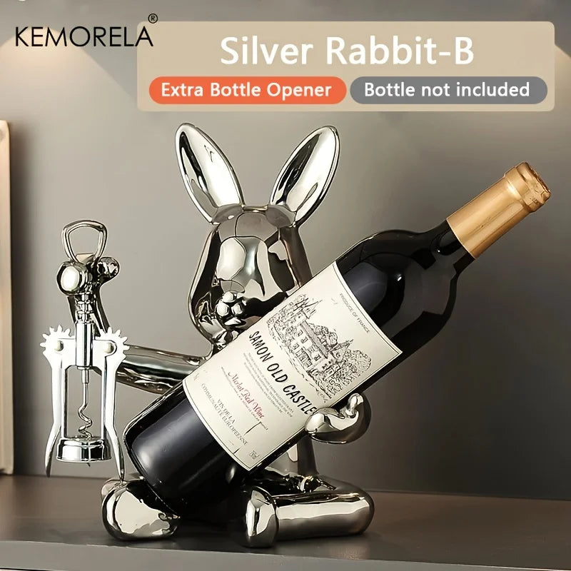 Creative Rabbit Wine Rack โ Ceramic Home Accessories for Holiday Decor & Living Room Elegance
