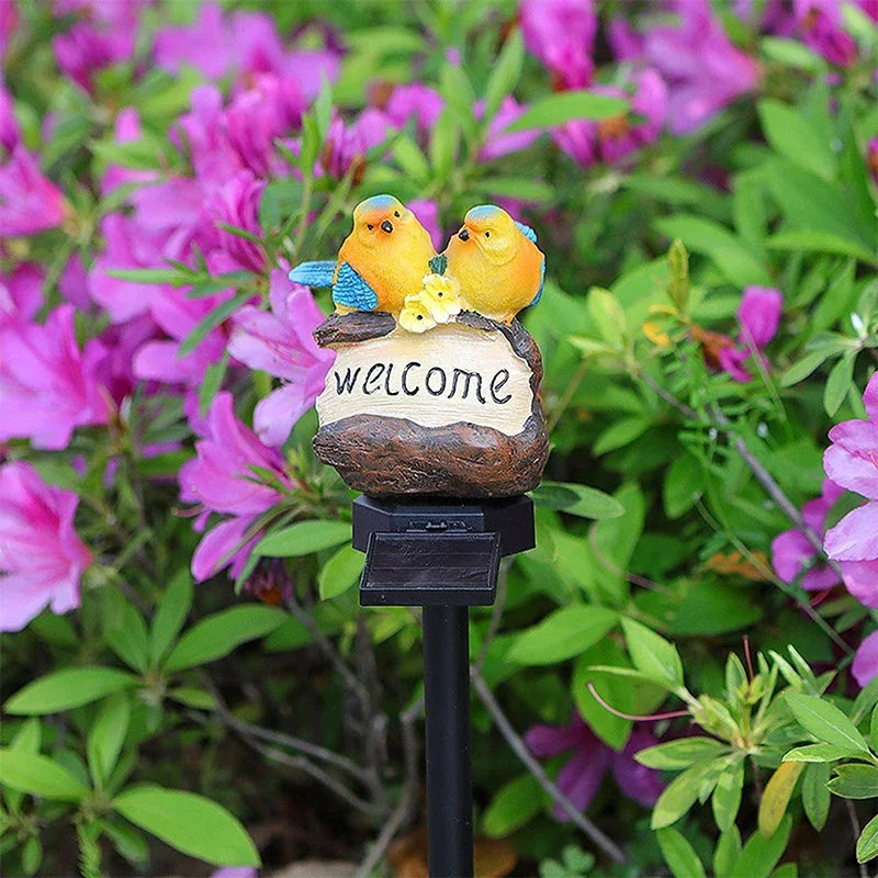 Solar Bird Style Lawn Lights โ Waterproof Resin LED Lamps for Outdoor Garden Decor