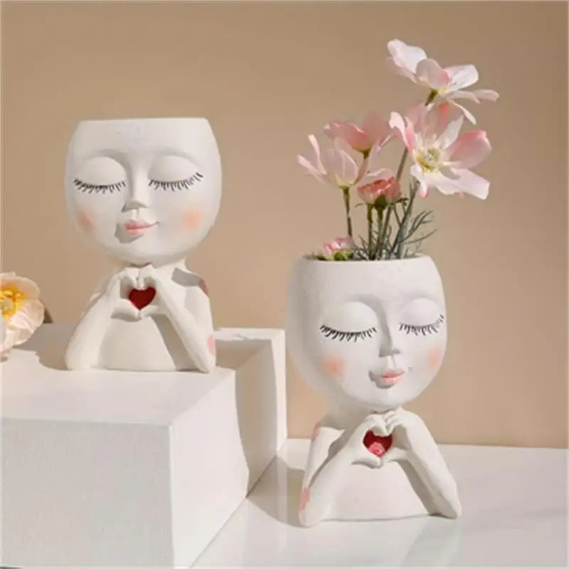 Transform Your Space with the Girls Face Flower Planter - A Unique Home Accent!