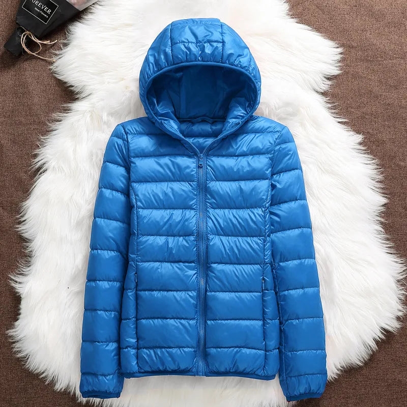 15 Colors Women Hooded Puffer Jackets 2023 New Spring Winter 90% White Duck Down Female Coats Ultralight Packable Casual Parkas