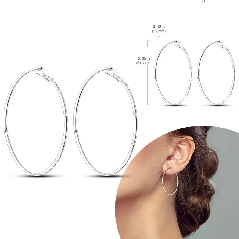 925 Sterling Silver Hoops Earrings Hypoallergenic Hoops Earrings With Zirconia Fashion High Quality Jewelry for Women Girls