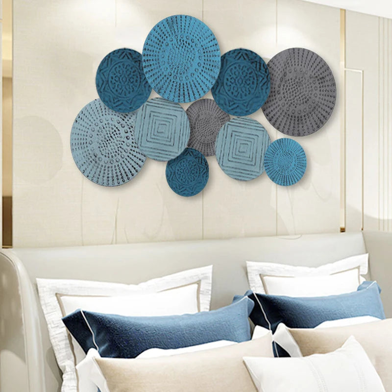 Mediterranean Style Multi-Panel Metal Wall Art – Elevate Your Home Decor with Irregular Disc Design