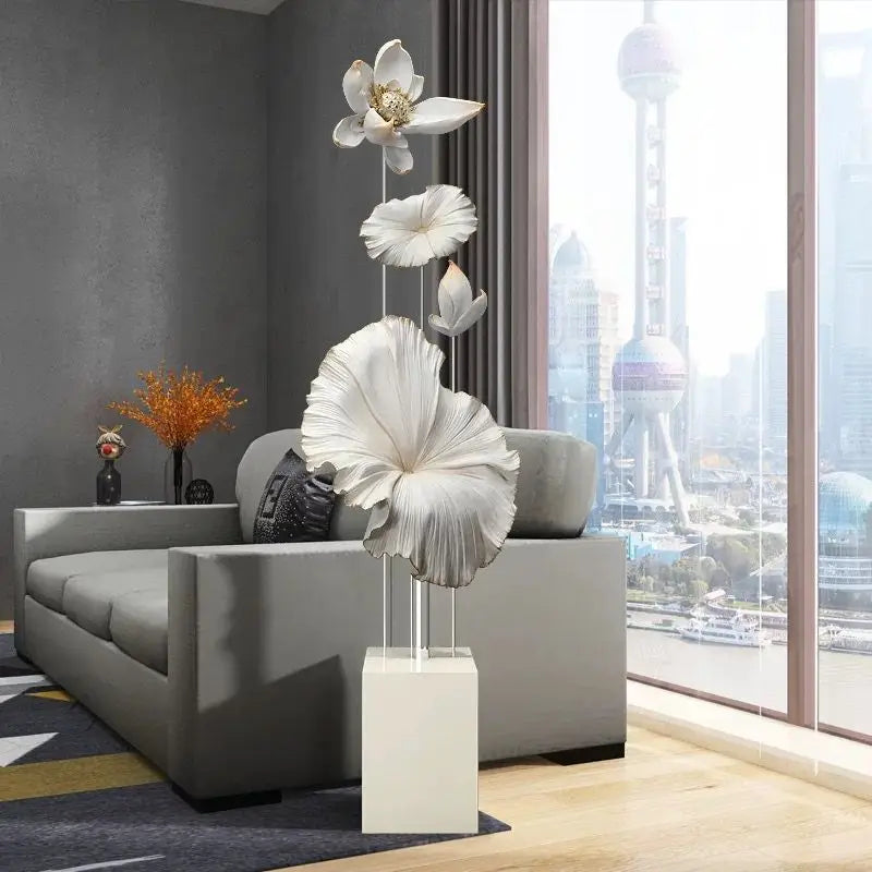 Elevate Your Living Space with the Elegant Lotus Rhyme Floor Sculpture β A Masterpiece of Modern Home Decor
