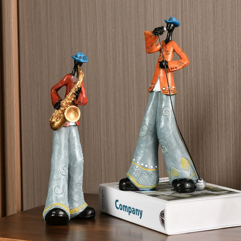 Creative American Band Sculpture Home Decor Sale Musical Resin Statue for Interior Design Accents and Panel Art Home Accessories
