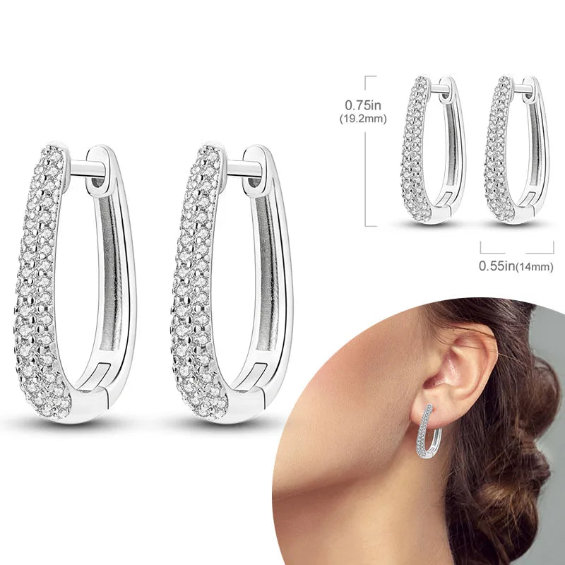 925 Sterling Silver Hoops Earrings Hypoallergenic Hoops Earrings With Zirconia Fashion High Quality Jewelry for Women Girls