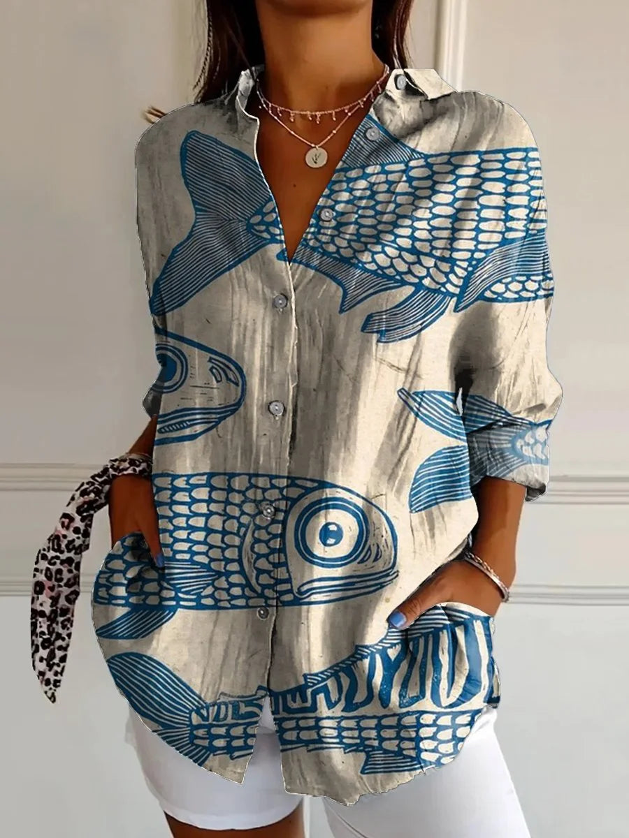 Women's Shirts and Tops Elegant Floral Shirt Octopus 3D Printing High Quality Long Sleeve Fashion Plus Size Women's Shirts