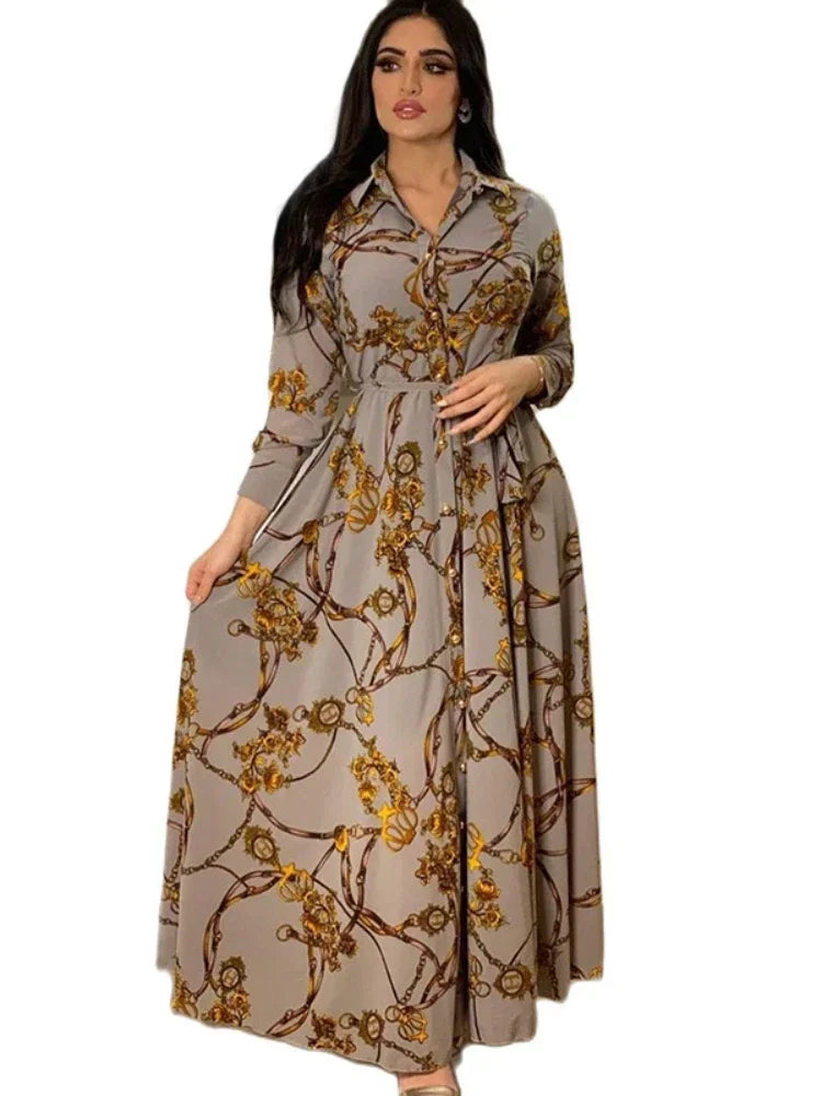 Muslim Abaya Dress Women Ramadan Print Shirt Dresses Autumn Turkey Islamic Vestidos Elegant India Moroccan Kaftan Arab 2025