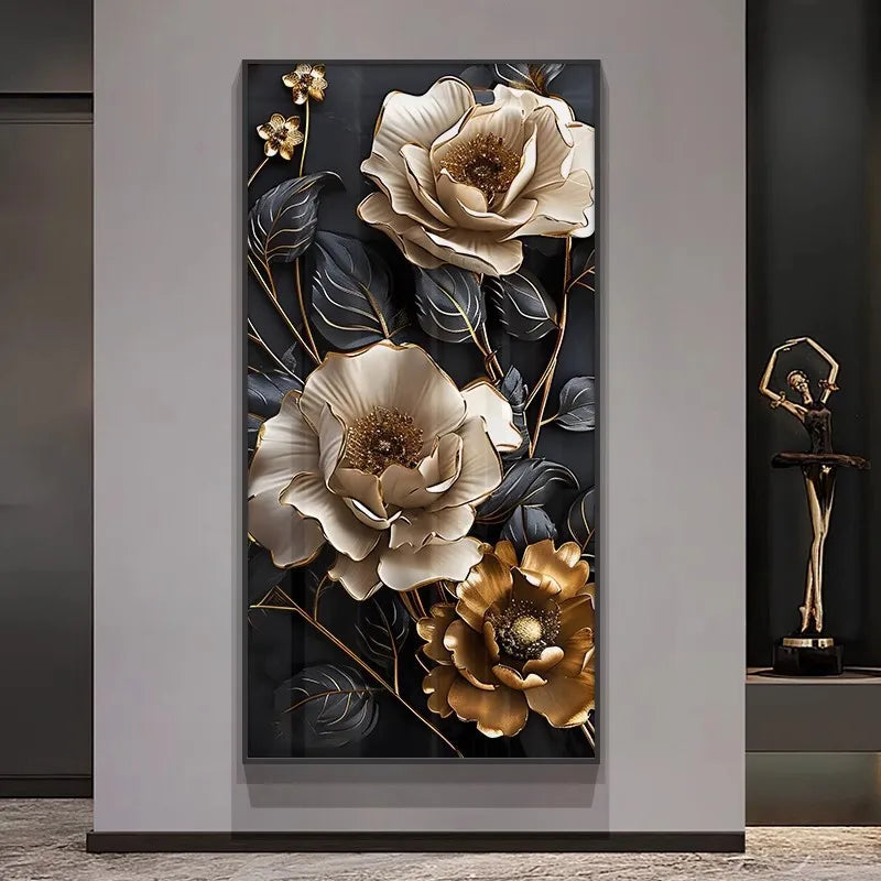Decorative Wall Panels - Modern Luxury LED Floral Mural Painting for Entrance, Living Room & Corridor
