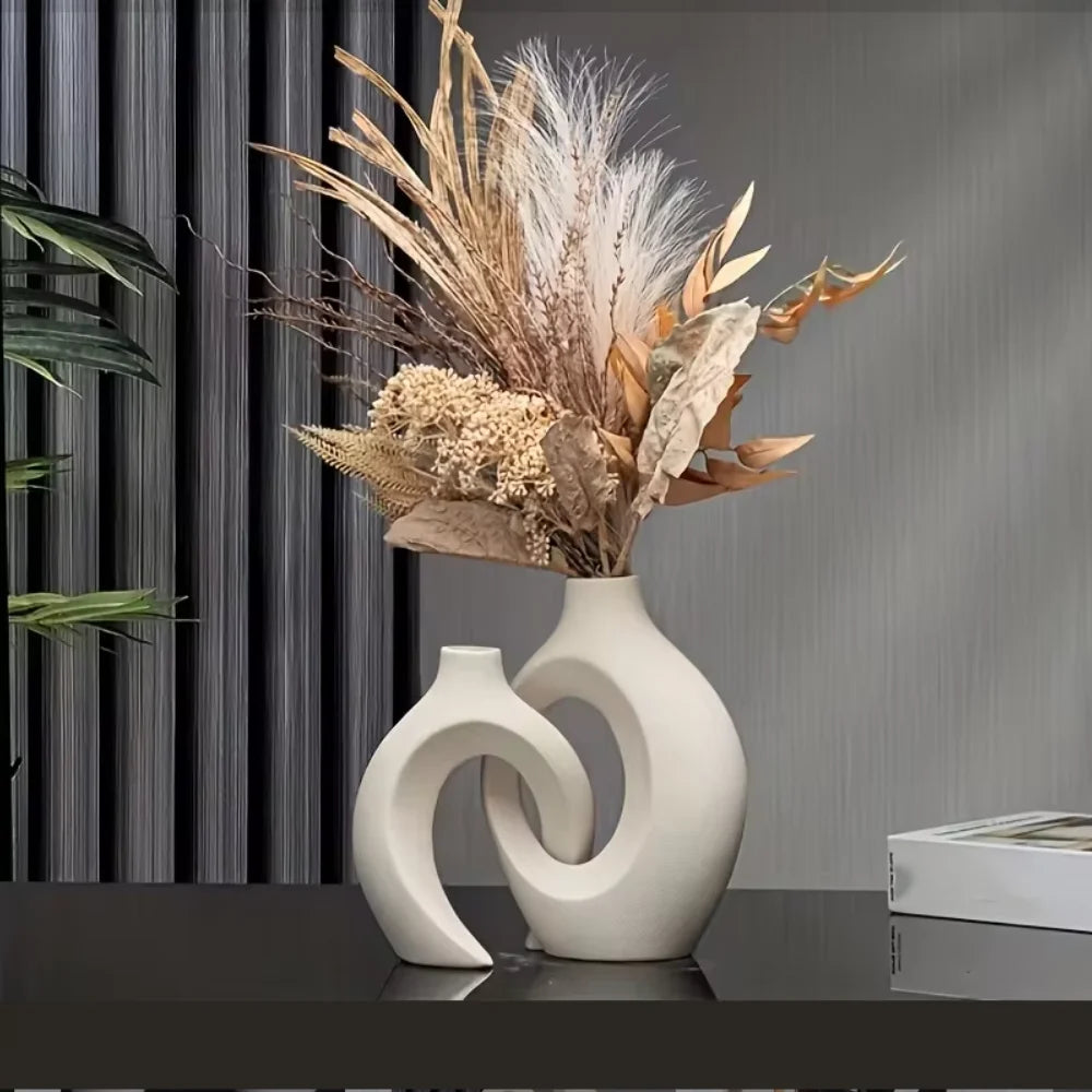 Modern Boho Hollow Ceramic Vase Set – Perfect Home Accessories for Stylish Home Décor Sale