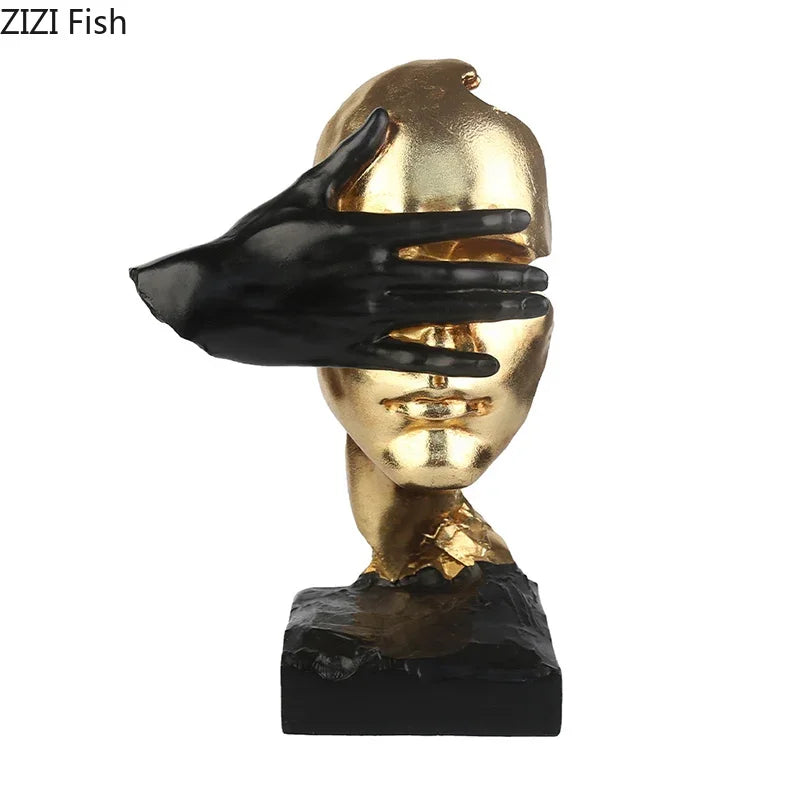 Silent Is Gold Resin Sculpture – Elegant Home Accessories for Modern Interior Design Accents | Free Worldwide Shipping!