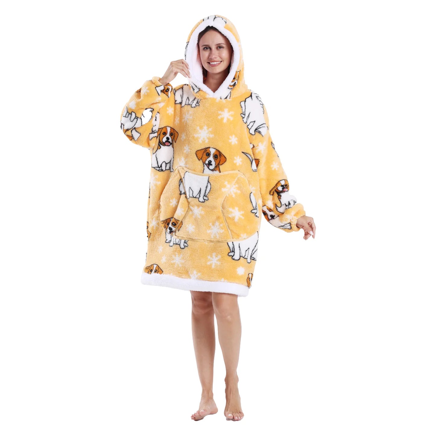 Winter Warm Fleece Fluffy Fuzzy Blanket Hoodie Thick Wearable Blanket Hooded Blanket for Adults Men Women Christmas