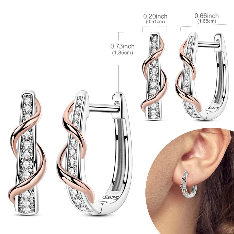 925 Sterling Silver Hoops Earrings Hypoallergenic Hoops Earrings With Zirconia Fashion High Quality Jewelry for Women Girls