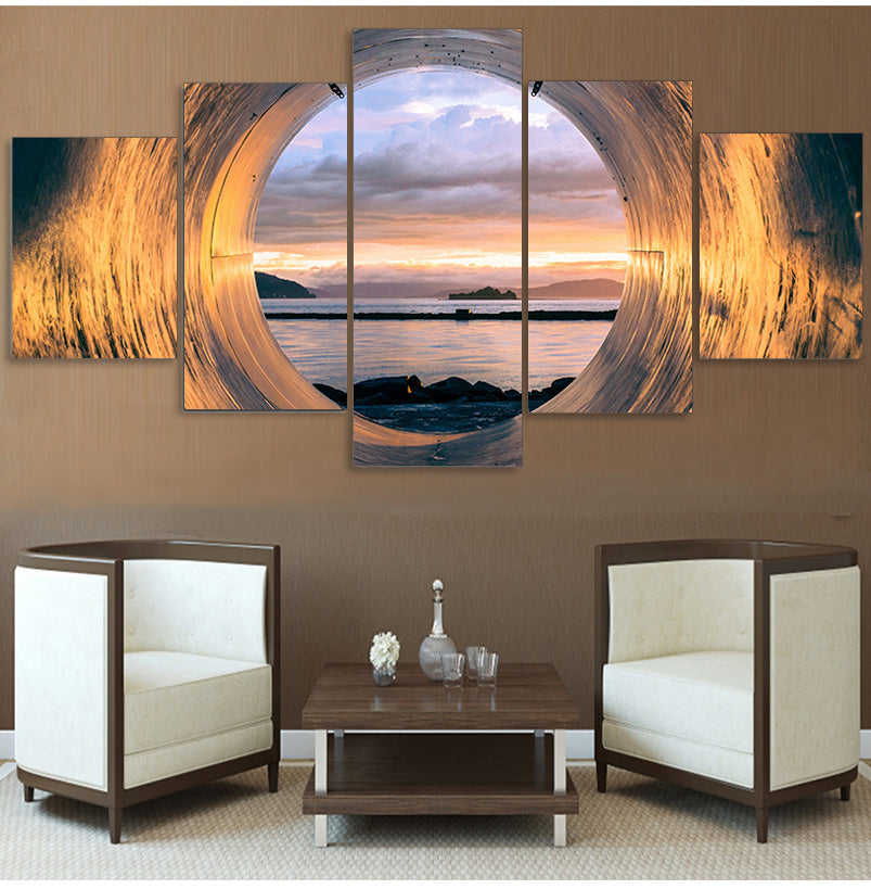 Stunning Multi-Panel Sunset Tube Seascape Canvas Art - Perfect Home Decor for Living Rooms