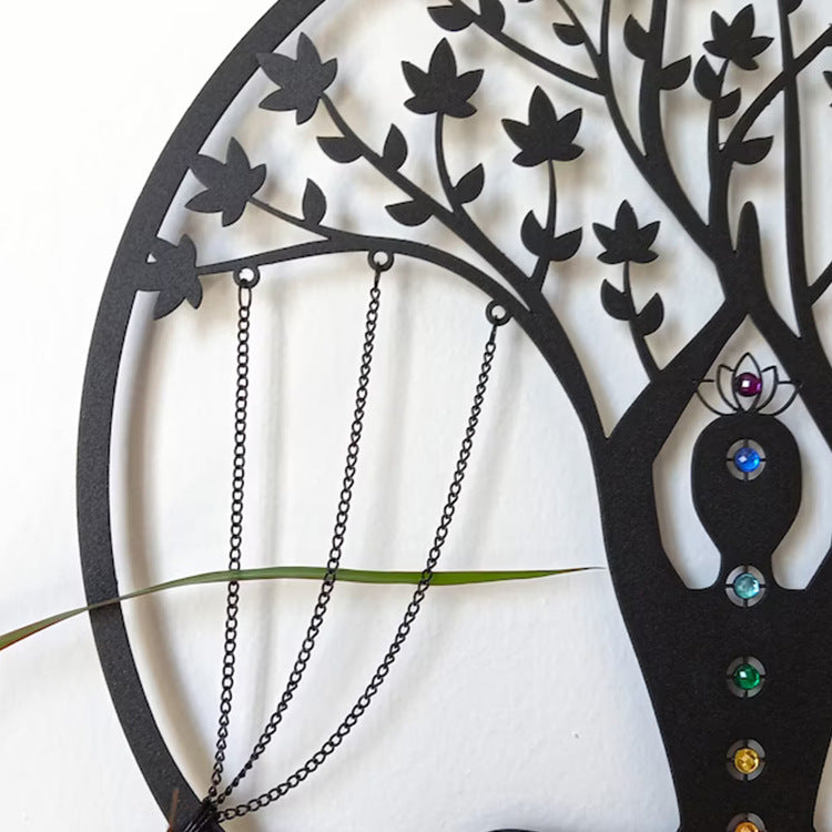 Elegant Yoga Meditation Wall Hanging | Handmade Iron Art Decor for Home