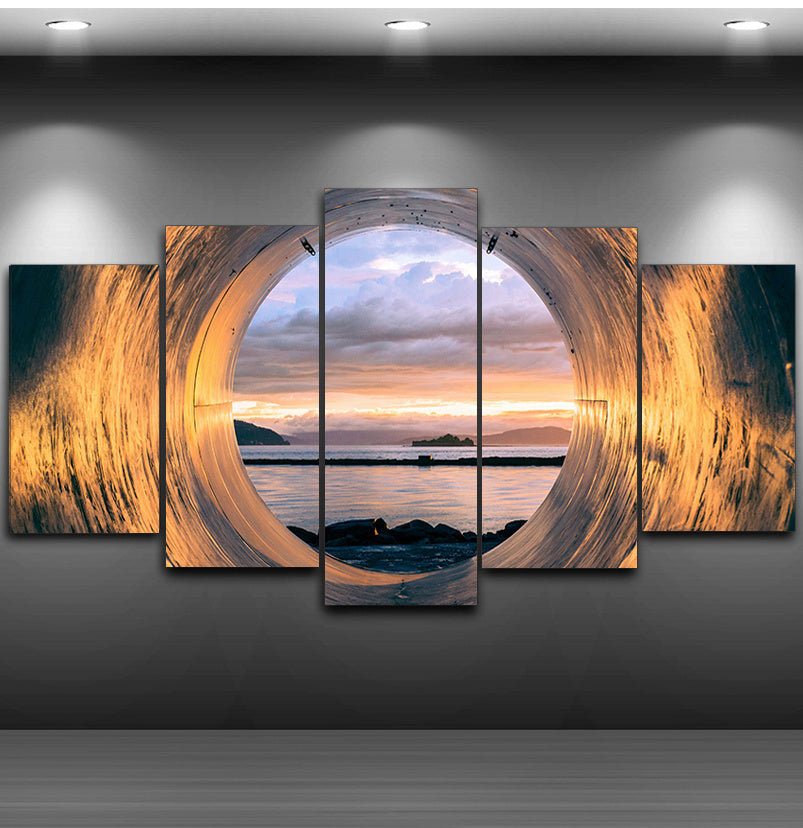 Stunning Multi-Panel Sunset Tube Seascape Canvas Art - Perfect Home Decor for Living Rooms