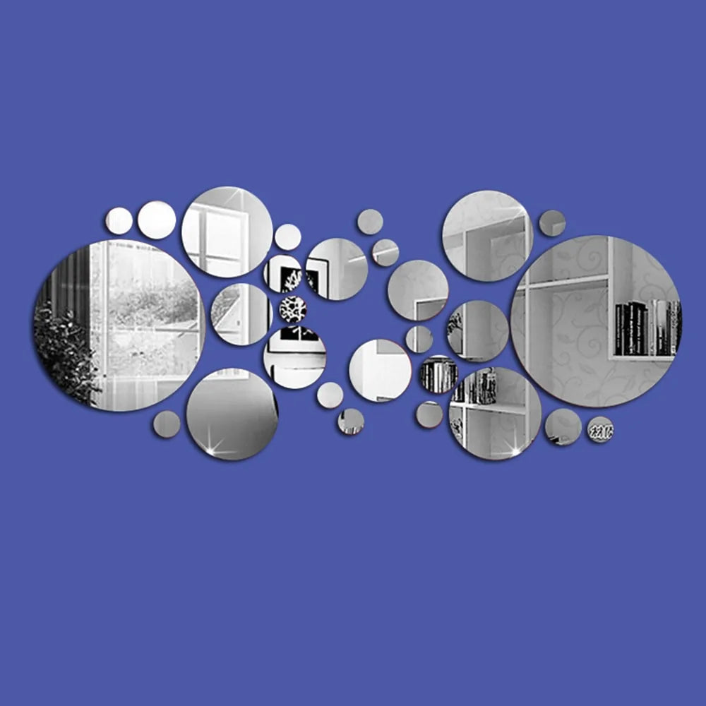 Enhance Your Home Decor with 3D Mirror Wall Sticker Set - Stylish and Easy to Apply