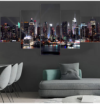 Wall Painting Canvas New York City Architecture Landscape Print Night View Poster Home Decor