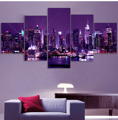 Wall Painting Canvas New York City Architecture Landscape Print Night View Poster Home Decor