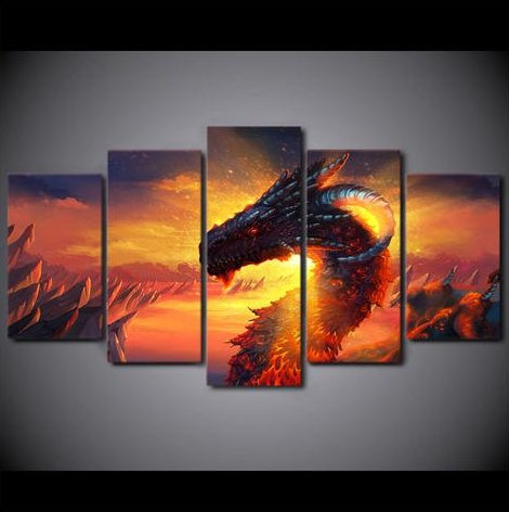 Fiery Dragon - Multi-Panel Canvas Painting