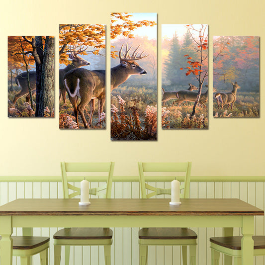 Canvas Modular Poster Forest Landscape Deer Home Decor Living Room Picture