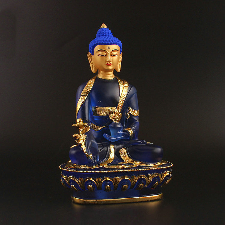 Exquisite Imitation Glass Pharmacist Buddha Statue - Enhance Your Home Decor