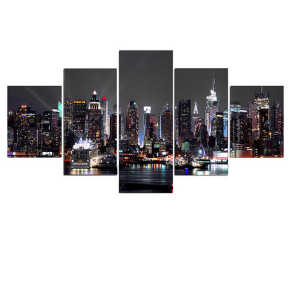 Wall Painting Canvas New York City Architecture Landscape Print Night View Poster Home Decor