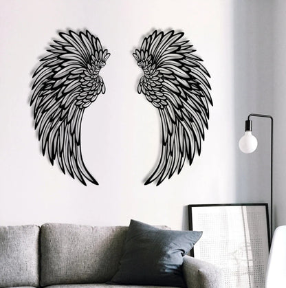 Stunning Carved Metal Wall Decor with Light | Angel Wings Decoration for Home