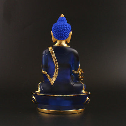 Exquisite Imitation Glass Pharmacist Buddha Statue - Enhance Your Home Decor