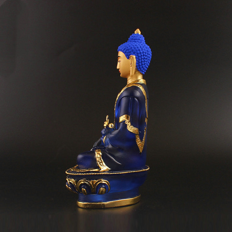 Exquisite Imitation Glass Pharmacist Buddha Statue - Enhance Your Home Decor