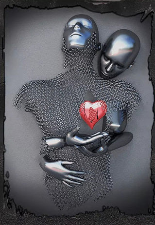 Romantic Metal Statue Art Canvas - Modern Abstract Wall Decor for Living Rooms