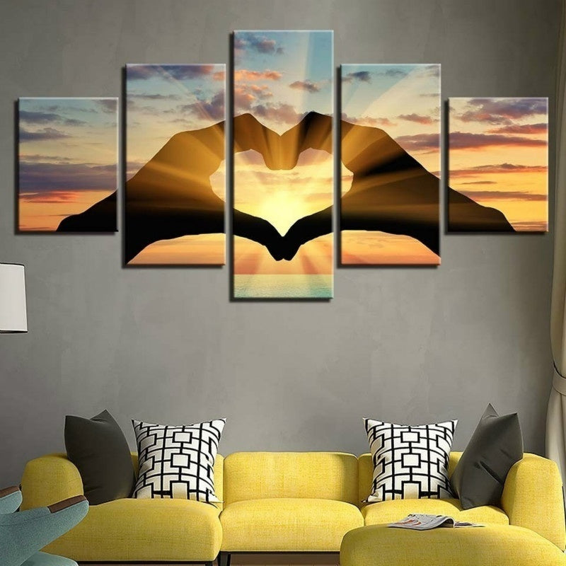 Love Sunrise Canvas Painting Modern Landscape Poster Decoration