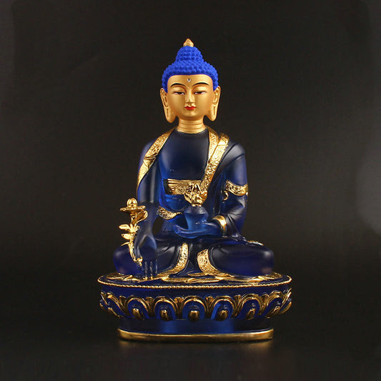 Exquisite Imitation Glass Pharmacist Buddha Statue - Enhance Your Home Decor