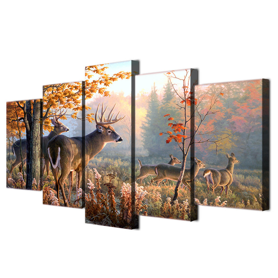 Canvas Modular Poster Forest Landscape Deer Home Decor Living Room Picture