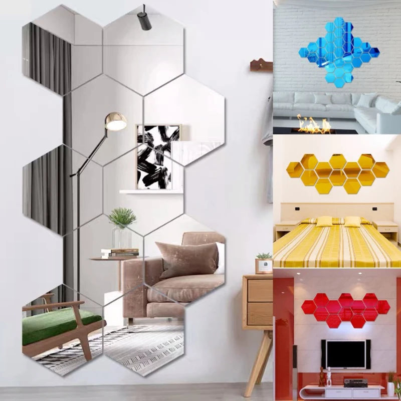 Modern 3D Mirror Decorative Wall Panels - DIY Self-Adhesive Wall Art for Living Room